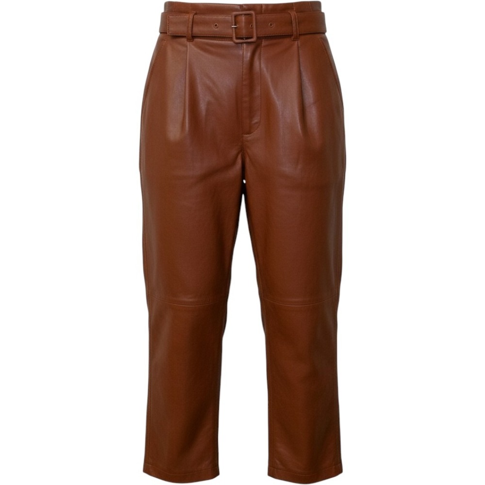 Abercrombie & Fitch Cognac Brown Vegan Leather Belted Pleated Pants Small